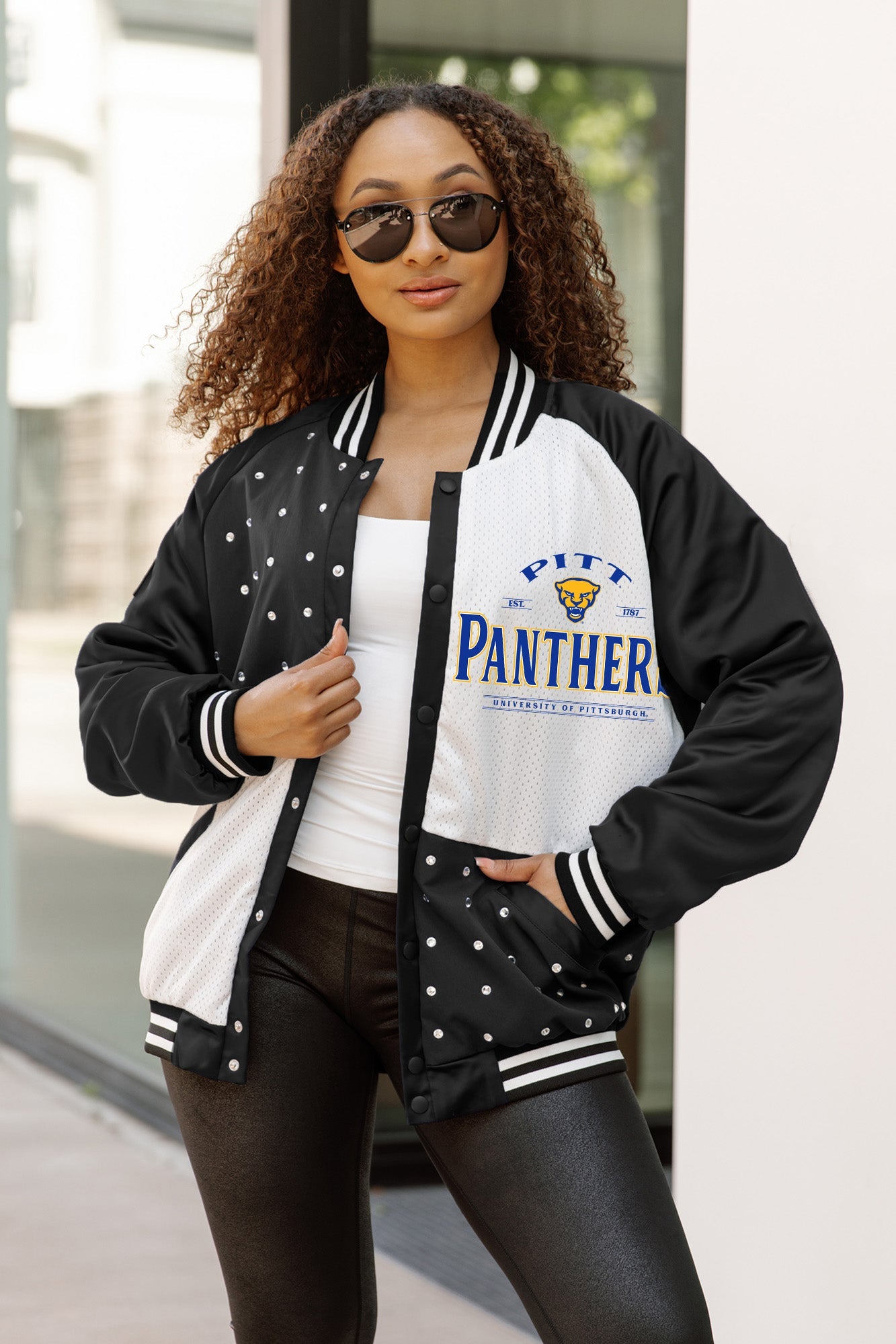 PITTSBURGH PANTHERS INNER DRIVE THROWBACK VARSITY BOMBER JACKET