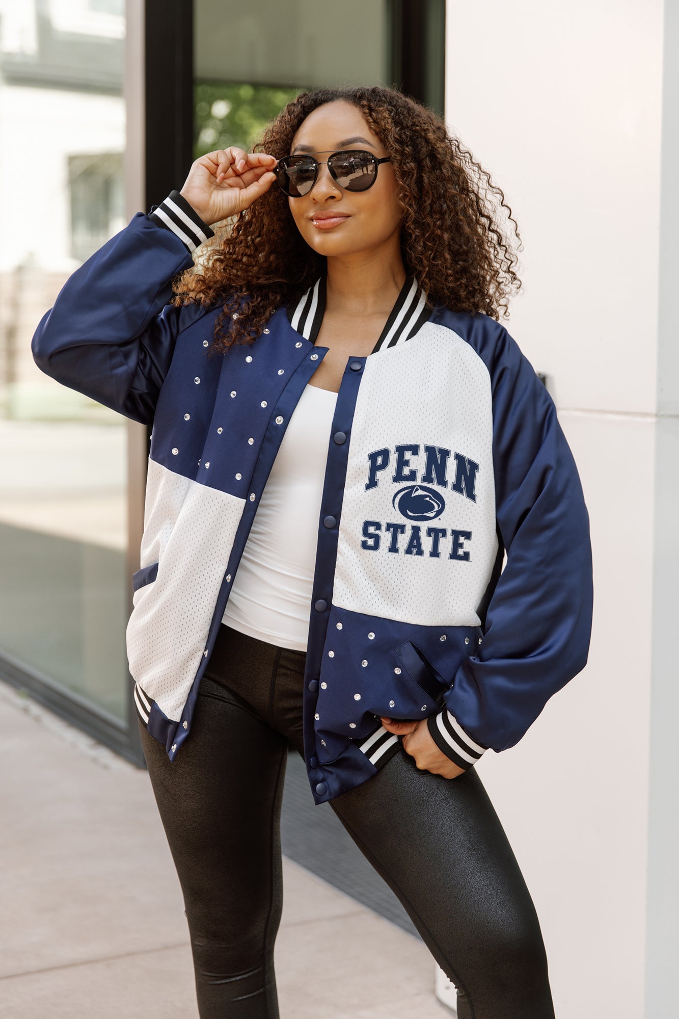 PENN STATE NITTANY LIONS REFINED RIVALRY THROWBACK VARSITY BOMBER JACKET