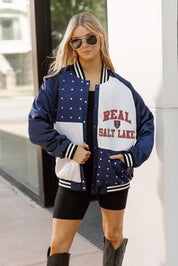 REAL SALT LAKE REFINED RIVALRY THROWBACK VARSITY BOMBER JACKET