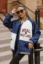 REAL SALT LAKE REFINED RIVALRY THROWBACK VARSITY BOMBER JACKET