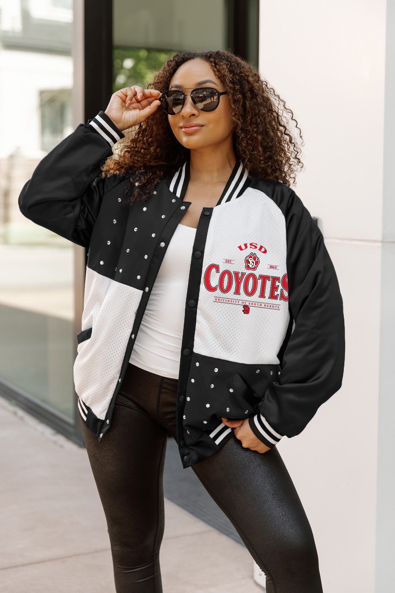 SOUTH DAKOTA COYOTES INNER DRIVE THROWBACK VARSITY BOMBER JACKET