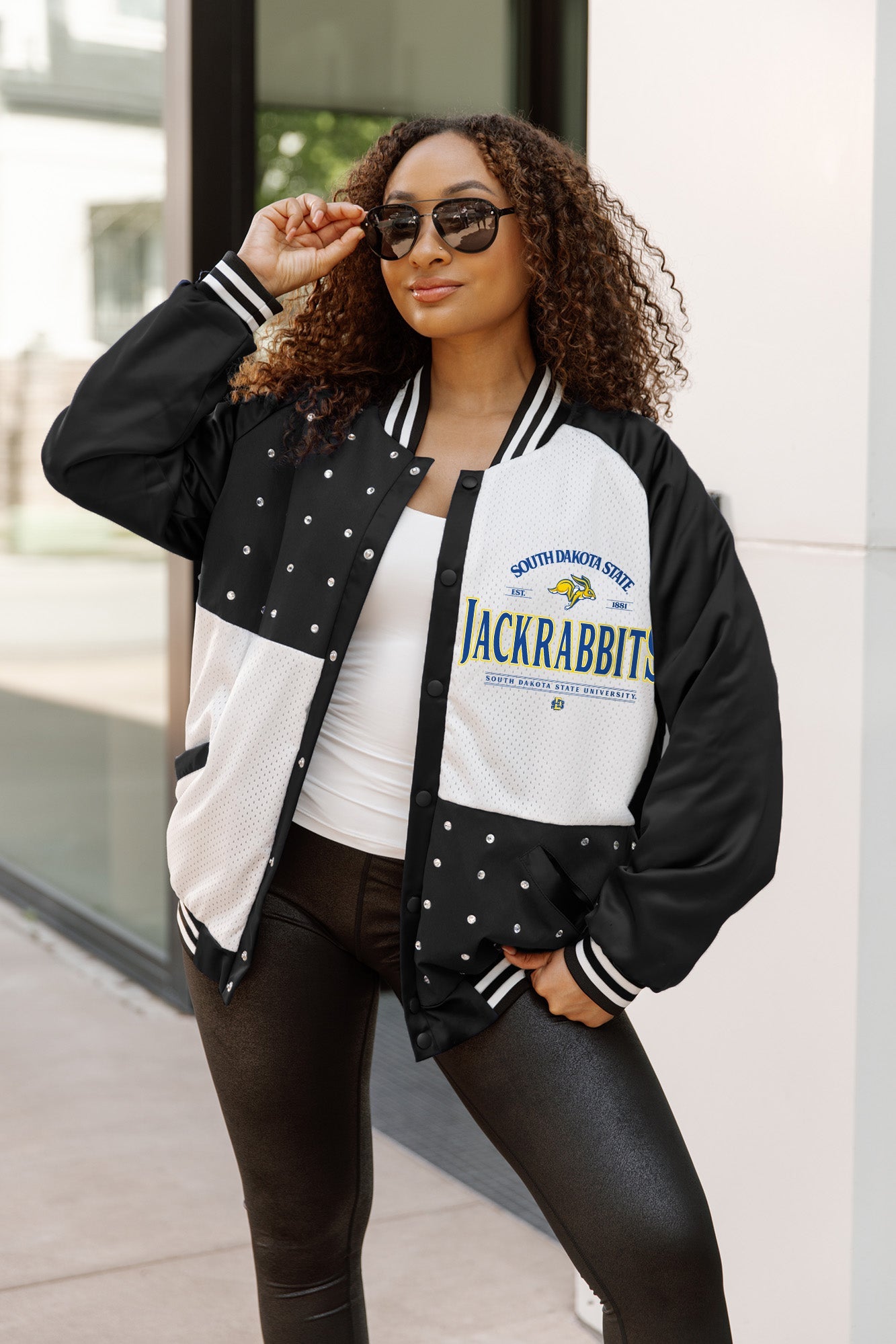SOUTH DAKOTA STATE JACKRABBITS INNER DRIVE THROWBACK VARSITY BOMBER JACKET