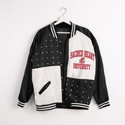 SACRED HEART PIONEERS REFINED RIVALRY THROWBACK VARSITY BOMBER JACKET