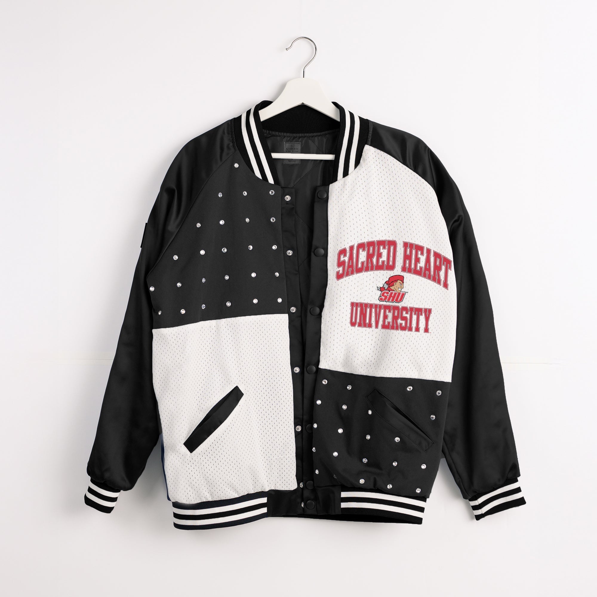 SACRED HEART PIONEERS REFINED RIVALRY THROWBACK VARSITY BOMBER JACKET