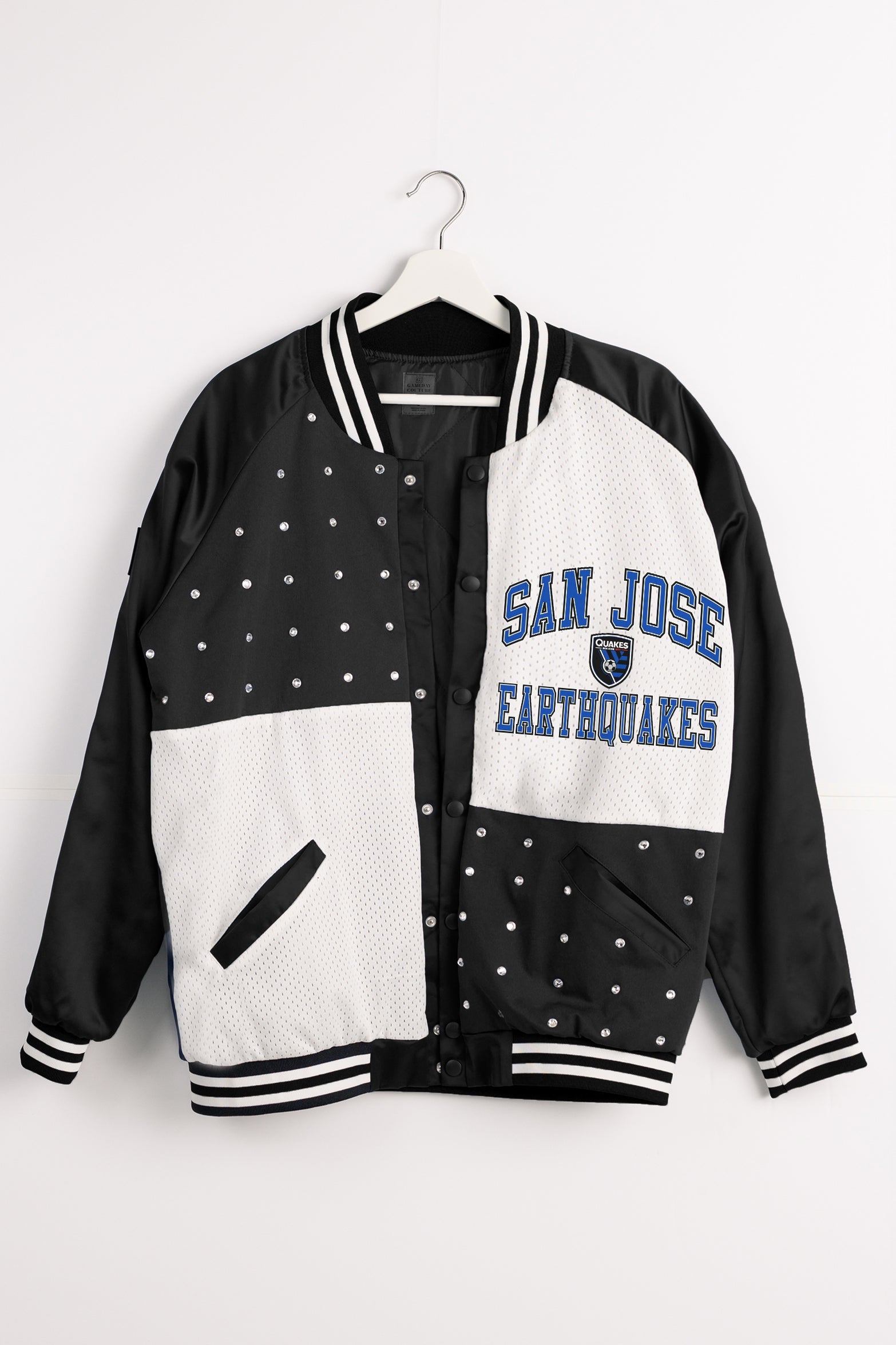 SAN JOSE EARTHQUAKES REFINED RIVALRY THROWBACK VARSITY BOMBER JACKET