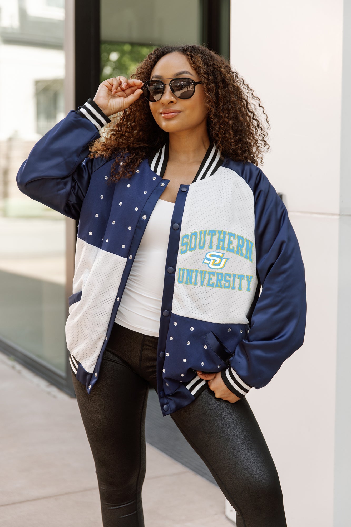 SOUTHERN JAGUARS REFINED RIVALRY THROWBACK VARSITY BOMBER JACKET