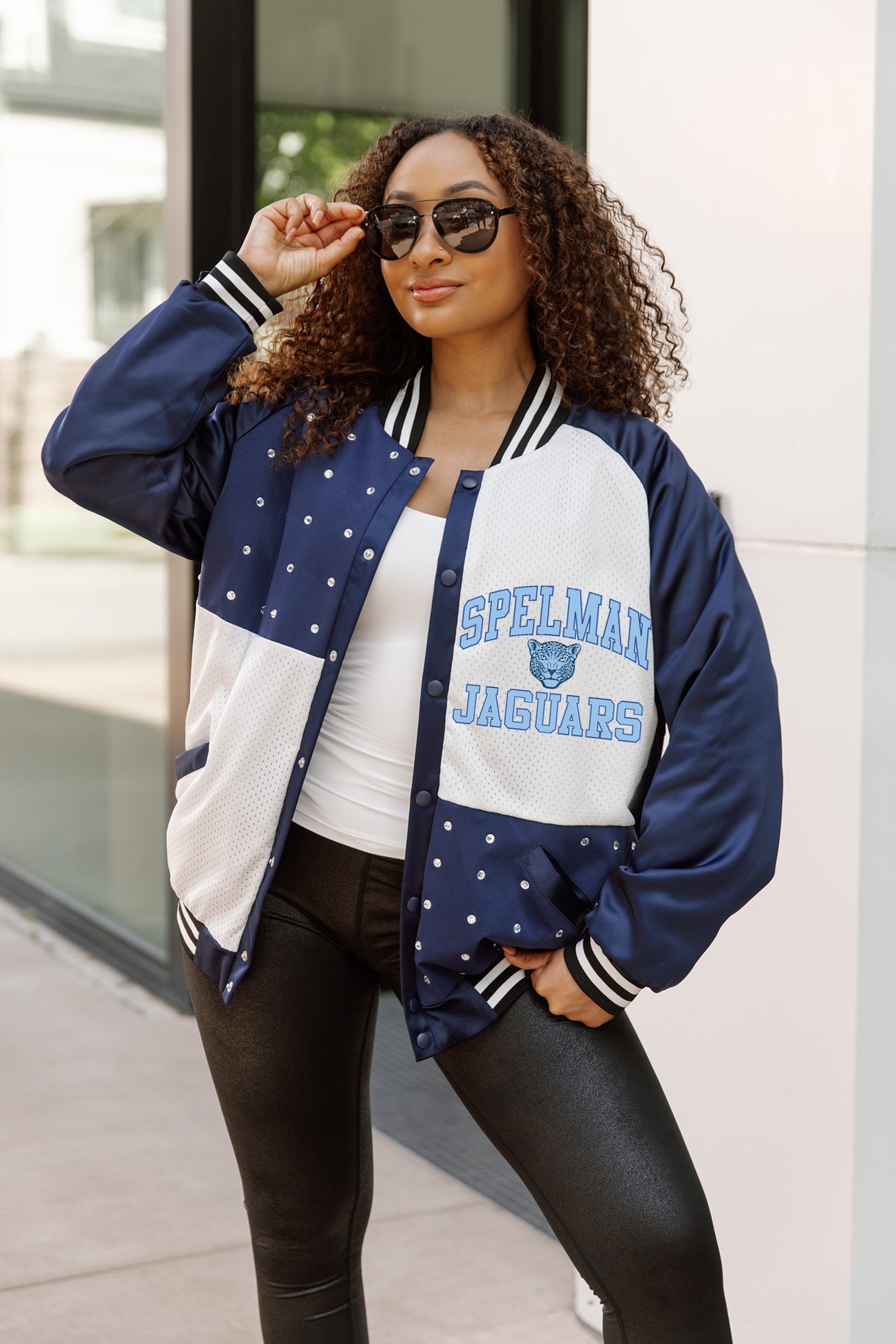SPELMAN COLLEGE JAGUARS REFINED RIVALRY THROWBACK VARSITY BOMBER JACKET