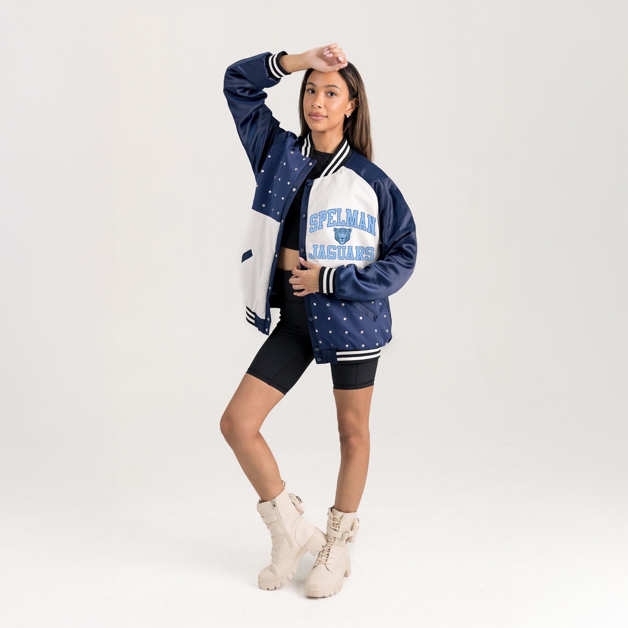 SPELMAN COLLEGE JAGUARS REFINED RIVALRY THROWBACK VARSITY BOMBER JACKET