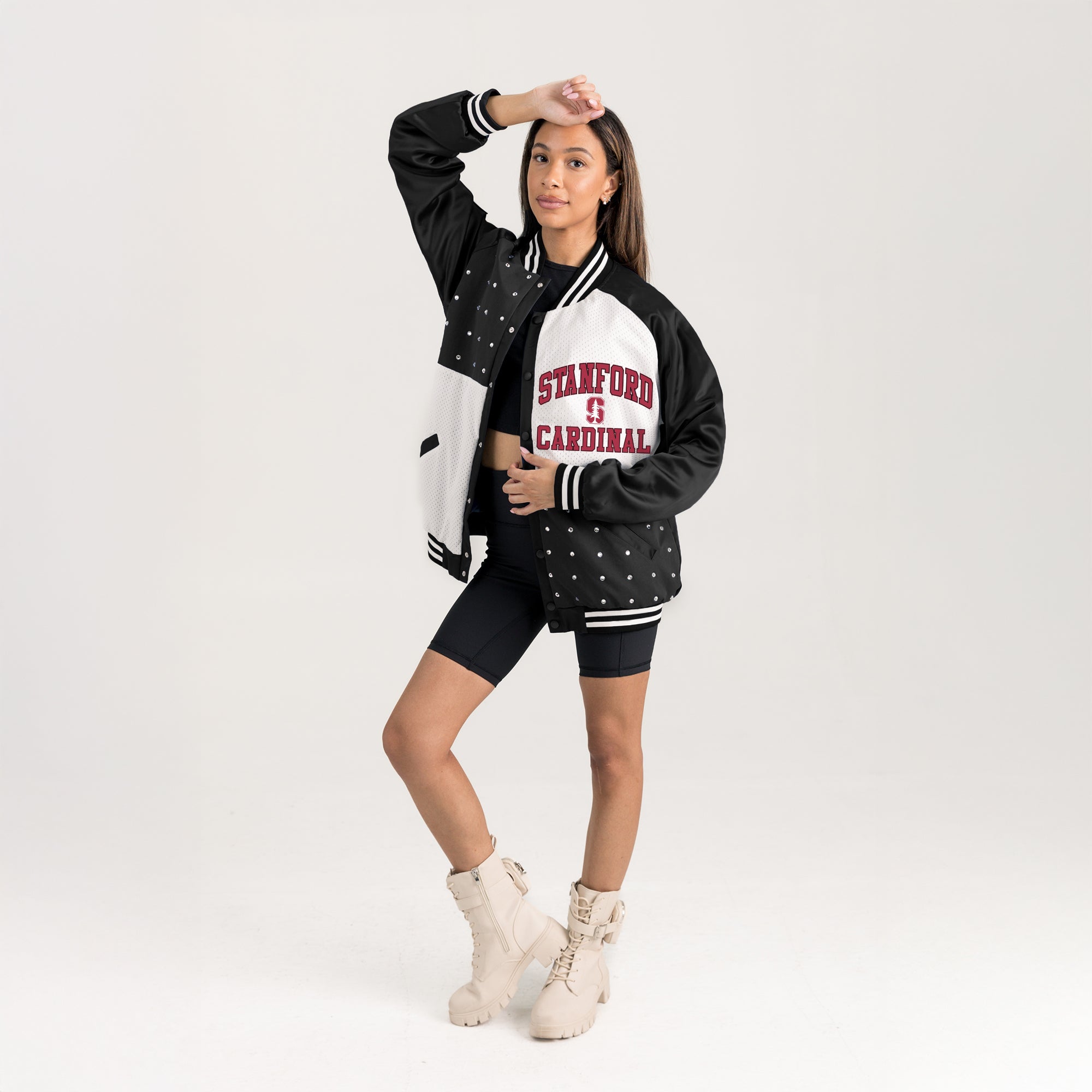 STANFORD CARDINAL REFINED RIVALRY THROWBACK VARSITY BOMBER JACKET
