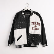 TEXAS STATE BOBCATS REFINED RIVALRY THROWBACK VARSITY BOMBER JACKET