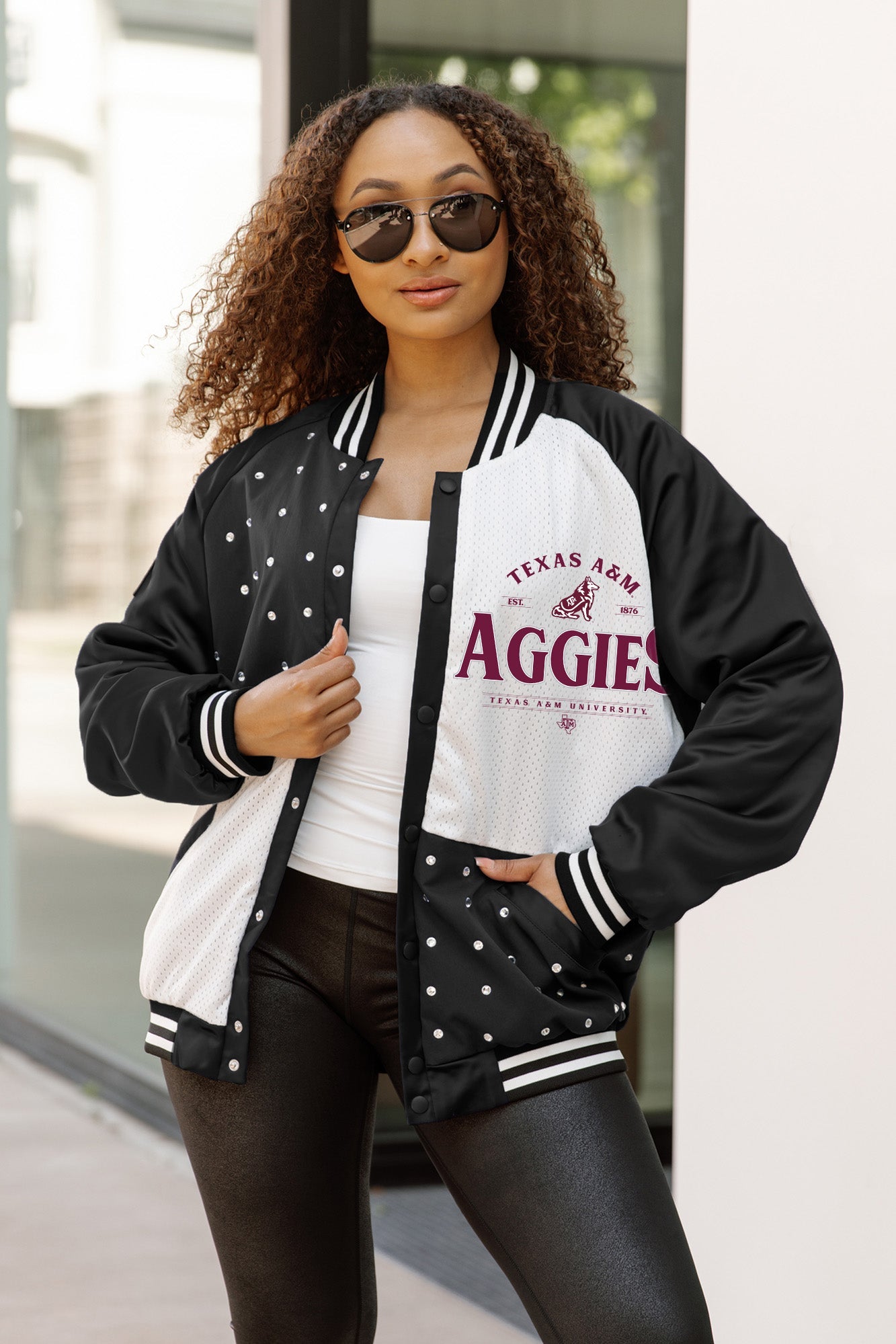 TEXAS A&M AGGIES INNER DRIVE THROWBACK VARSITY BOMBER JACKET