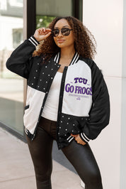TCU HORNED FROGS INNER DRIVE THROWBACK VARSITY BOMBER JACKET