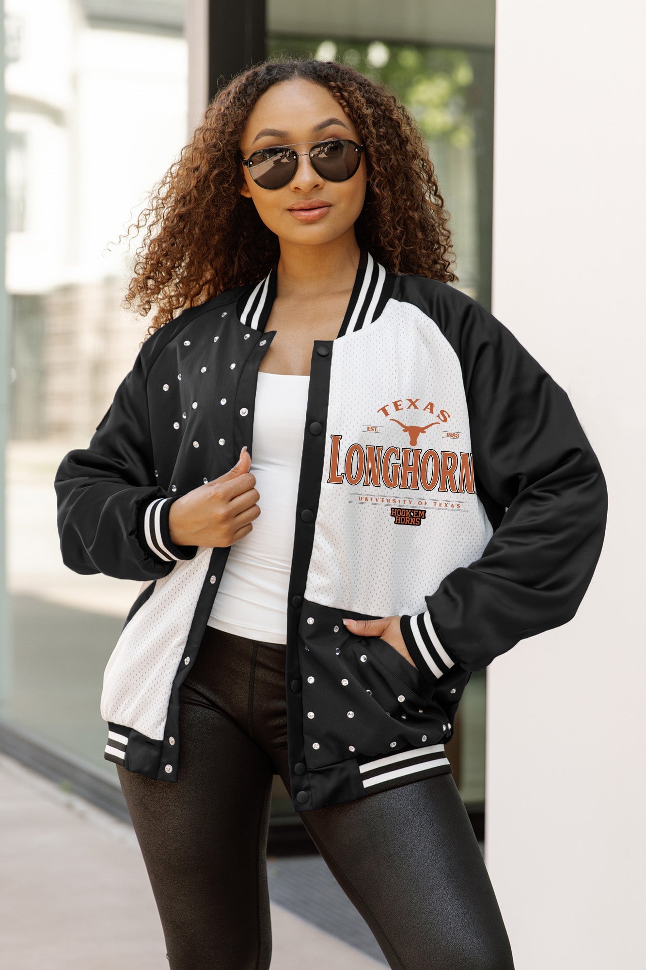 TEXAS LONGHORNS INNER DRIVE THROWBACK VARSITY BOMBER JACKET