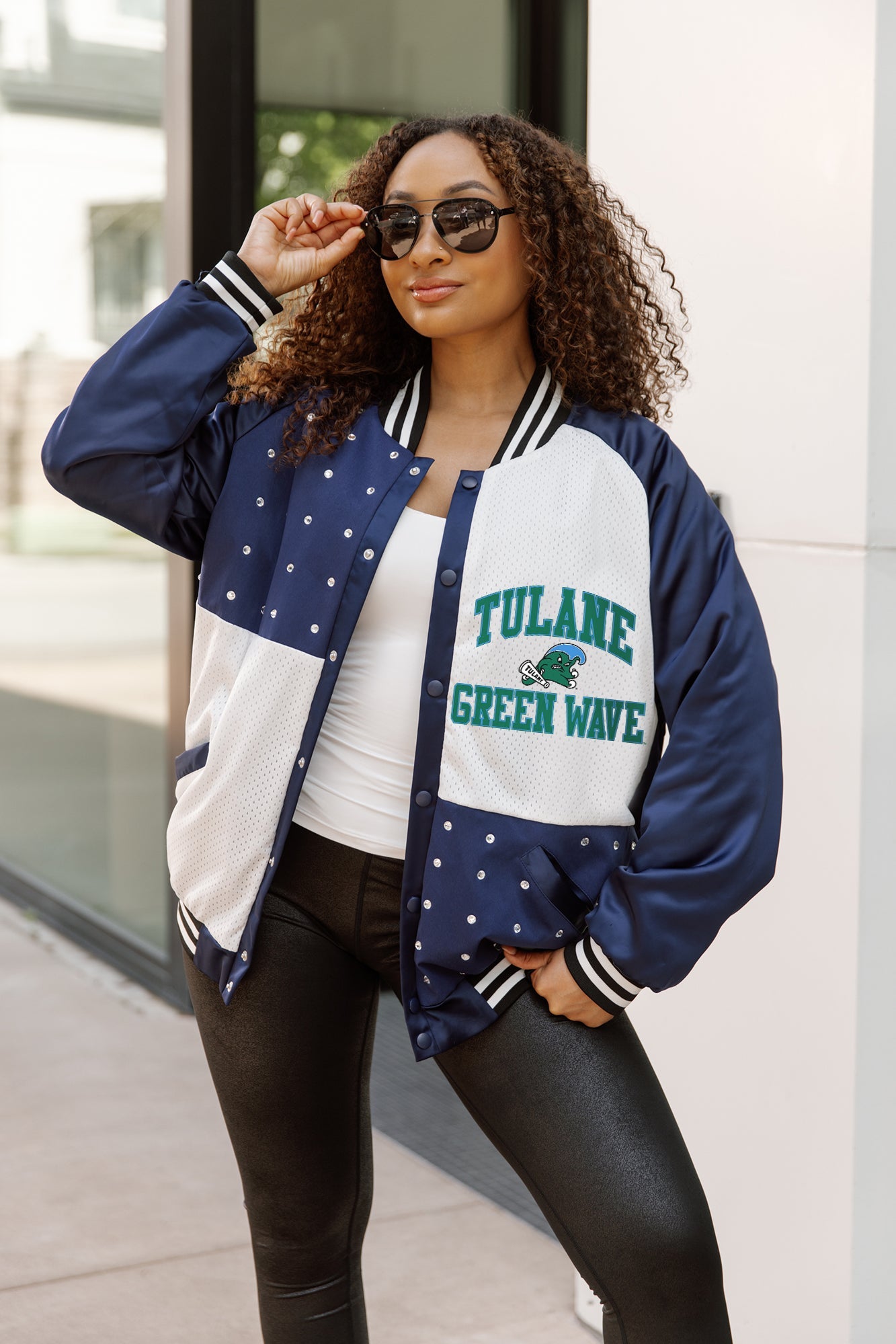 TULANE GREEN WAVE REFINED RIVALRY THROWBACK VARSITY BOMBER JACKET