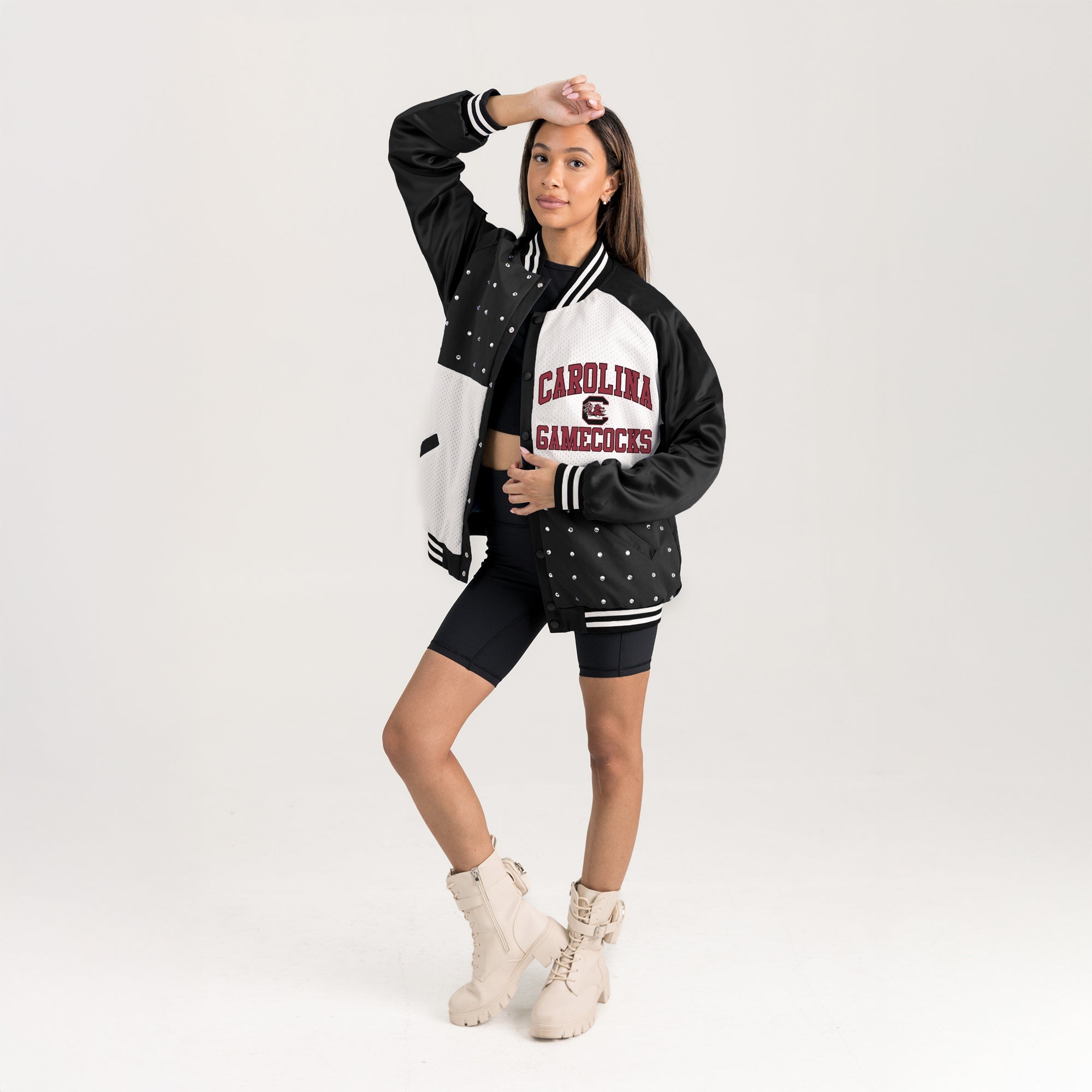 SOUTH CAROLINA GAMECOCKS REFINED RIVALRY THROWBACK VARSITY BOMBER JACKET