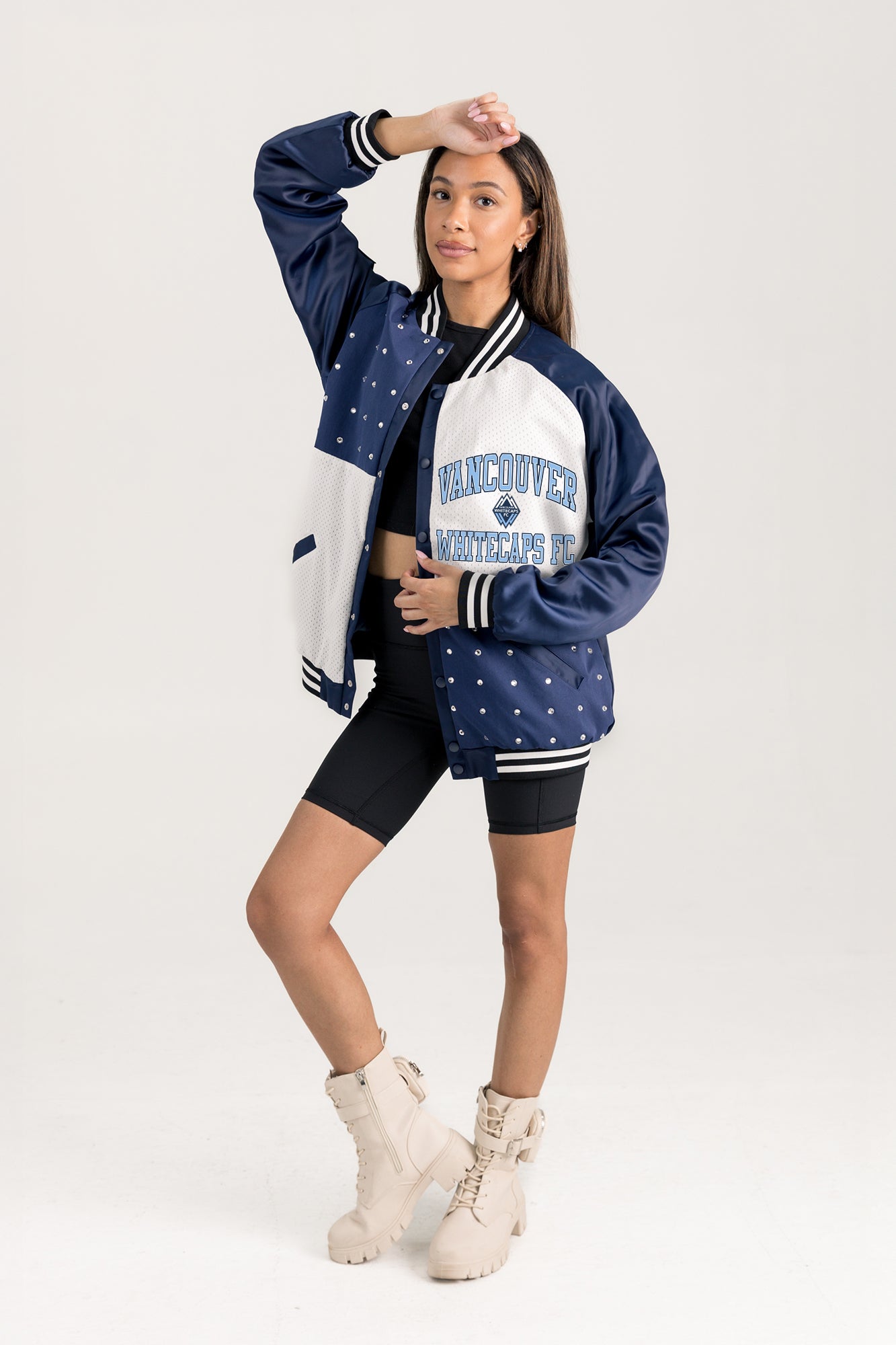 VANCOUVER WHITECAPS FC REFINED RIVALRY THROWBACK VARSITY BOMBER JACKET