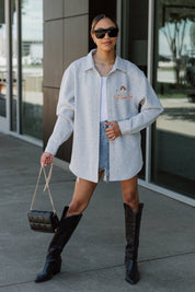 EAST CAROLINA PIRATES FOUNDATION SOFT, LONG SLEEVE COTTON-BLEND COLLARED OVERSHIRT WITH BUTTON CUFFS