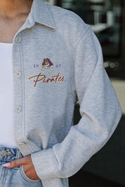 EAST CAROLINA PIRATES FOUNDATION SOFT, LONG SLEEVE COTTON-BLEND COLLARED OVERSHIRT WITH BUTTON CUFFS