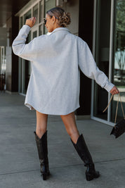 KANSAS JAYHAWKS FOUNDATION SOFT, LONG SLEEVE COTTON-BLEND COLLARED OVERSHIRT WITH BUTTON CUFFS