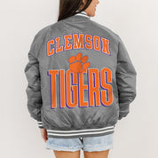 CLEMSON TIGERS FIERCE FOCUS SPORT STRIPE VARSITY JACKET