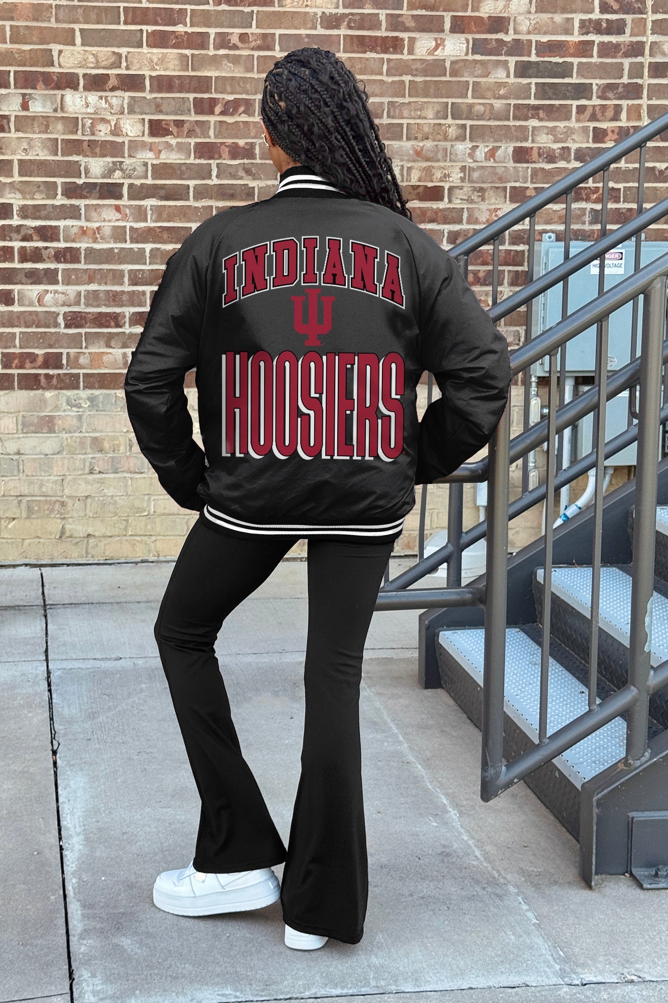 INDIANA HOOSIERS FIERCE FOCUS SPORT STRIPE VARSITY JACKET