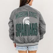 MICHIGAN STATE SPARTANS FIERCE FOCUS SPORT STRIPE VARSITY JACKET