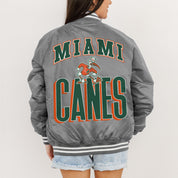 MIAMI HURRICANES FIERCE FOCUS SPORT STRIPE VARSITY JACKET