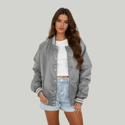 MIAMI HURRICANES FIERCE FOCUS SPORT STRIPE VARSITY JACKET