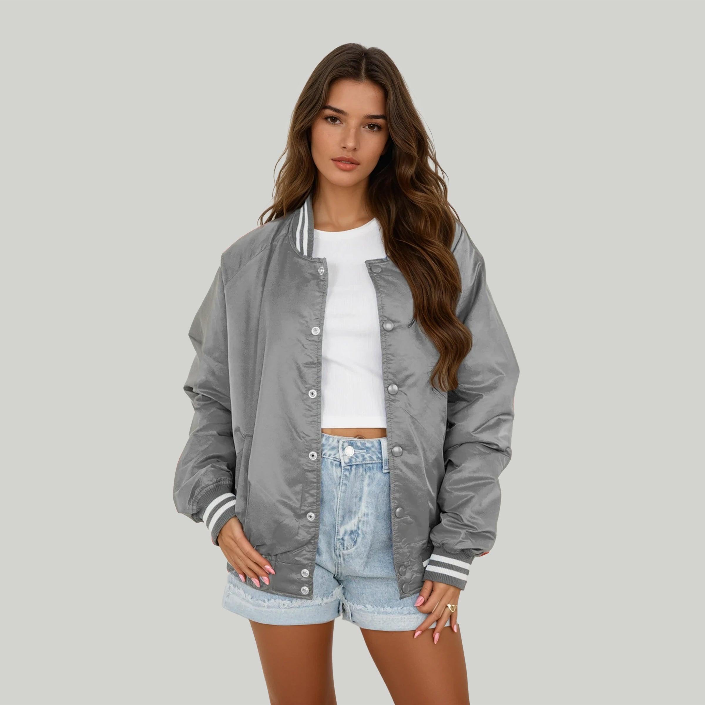 MIAMI HURRICANES FIERCE FOCUS SPORT STRIPE VARSITY JACKET