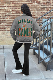 MIAMI HURRICANES FIERCE FOCUS SPORT STRIPE VARSITY JACKET