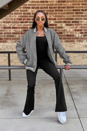 MIAMI HURRICANES FIERCE FOCUS SPORT STRIPE VARSITY JACKET