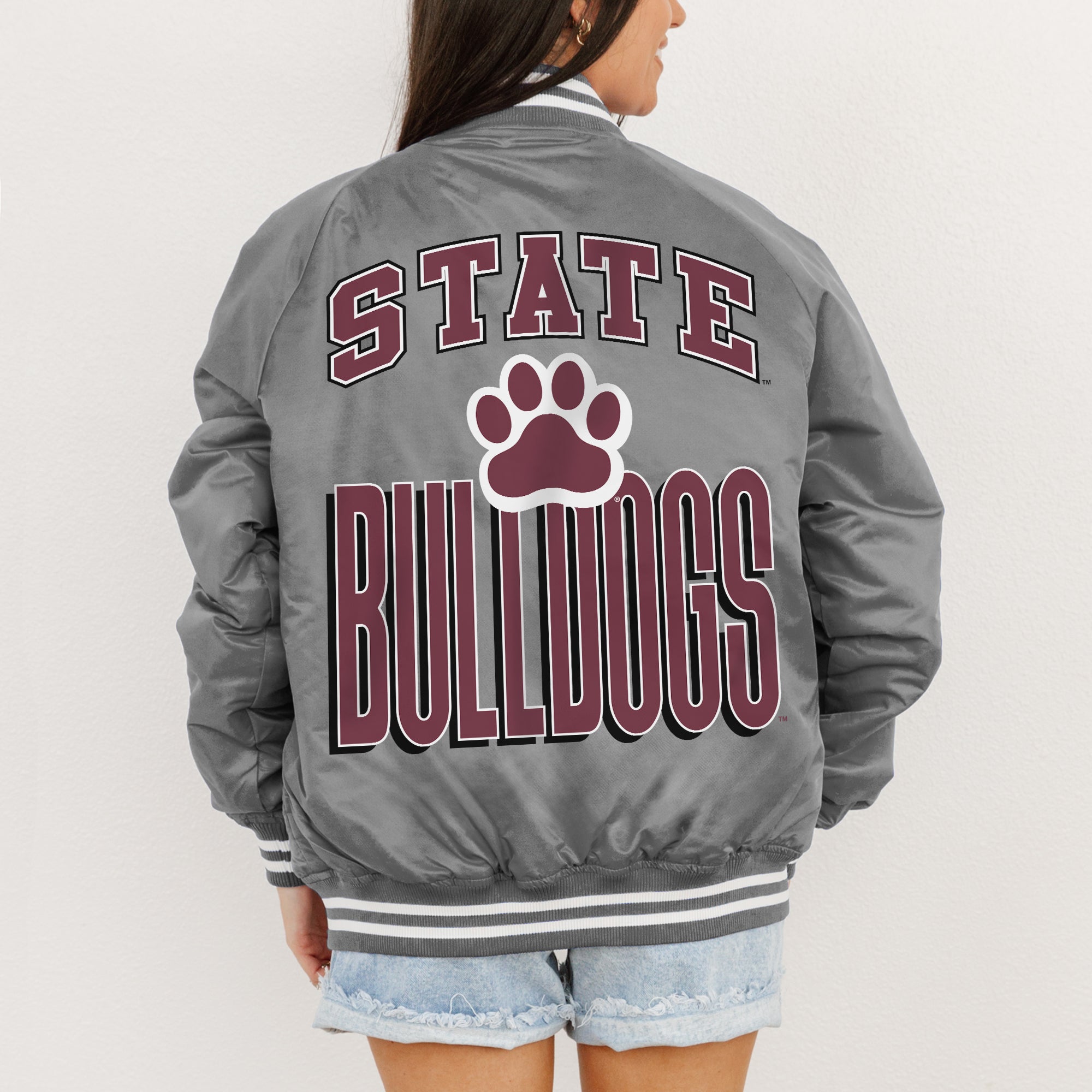 MISSISSIPPI STATE BULLDOGS FIERCE FOCUS SPORT STRIPE VARSITY JACKET