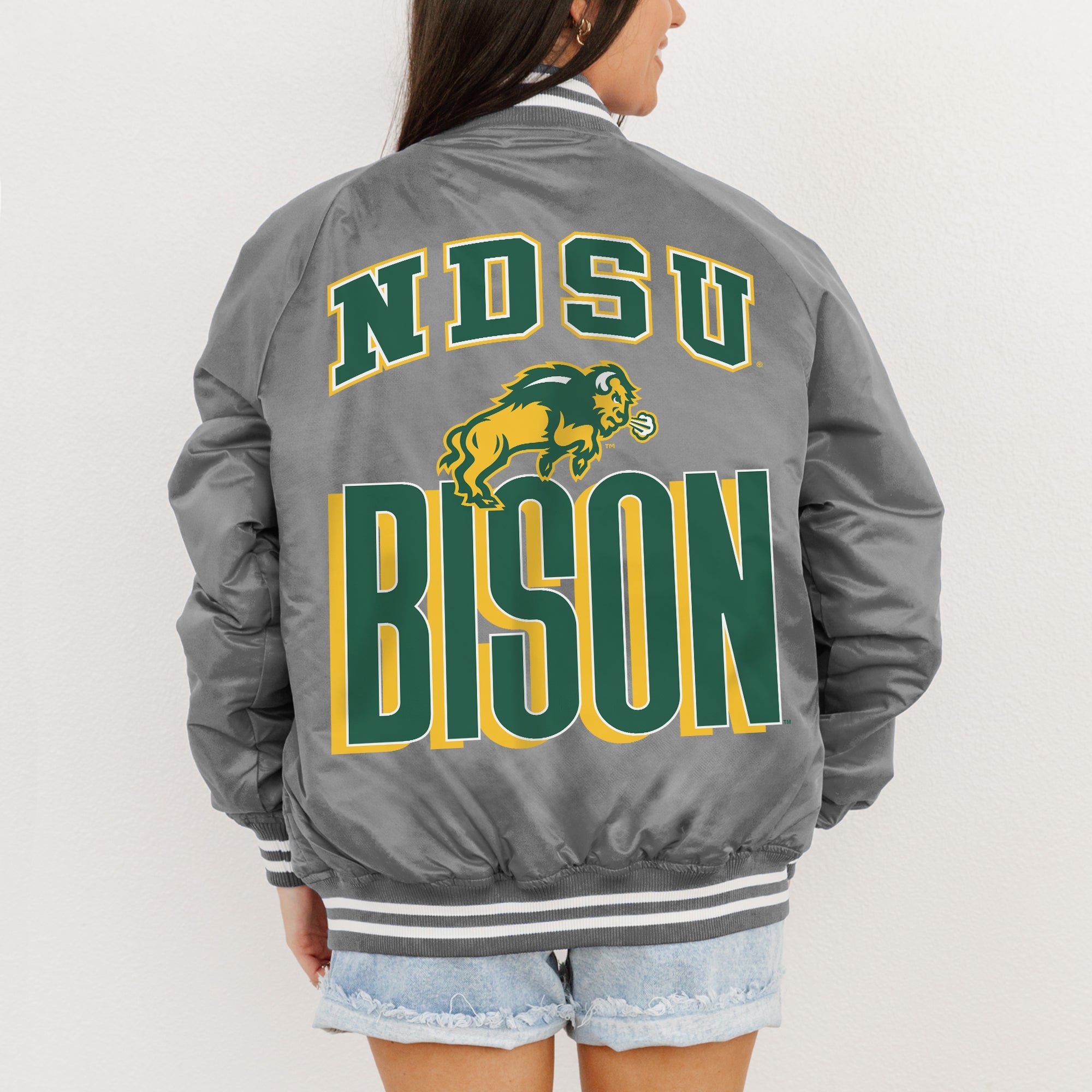 NORTH DAKOTA STATE BISON FIERCE FOCUS SPORT STRIPE VARSITY JACKET