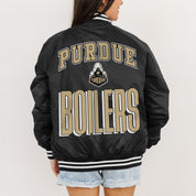 PURDUE BOILERMAKERS FIERCE FOCUS SPORT STRIPE VARSITY JACKET