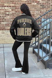 PURDUE BOILERMAKERS FIERCE FOCUS SPORT STRIPE VARSITY JACKET