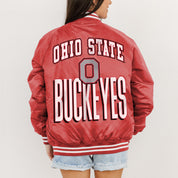 OHIO STATE BUCKEYES FIERCE FOCUS SPORT STRIPE VARSITY JACKET