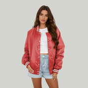 OHIO STATE BUCKEYES FIERCE FOCUS SPORT STRIPE VARSITY JACKET