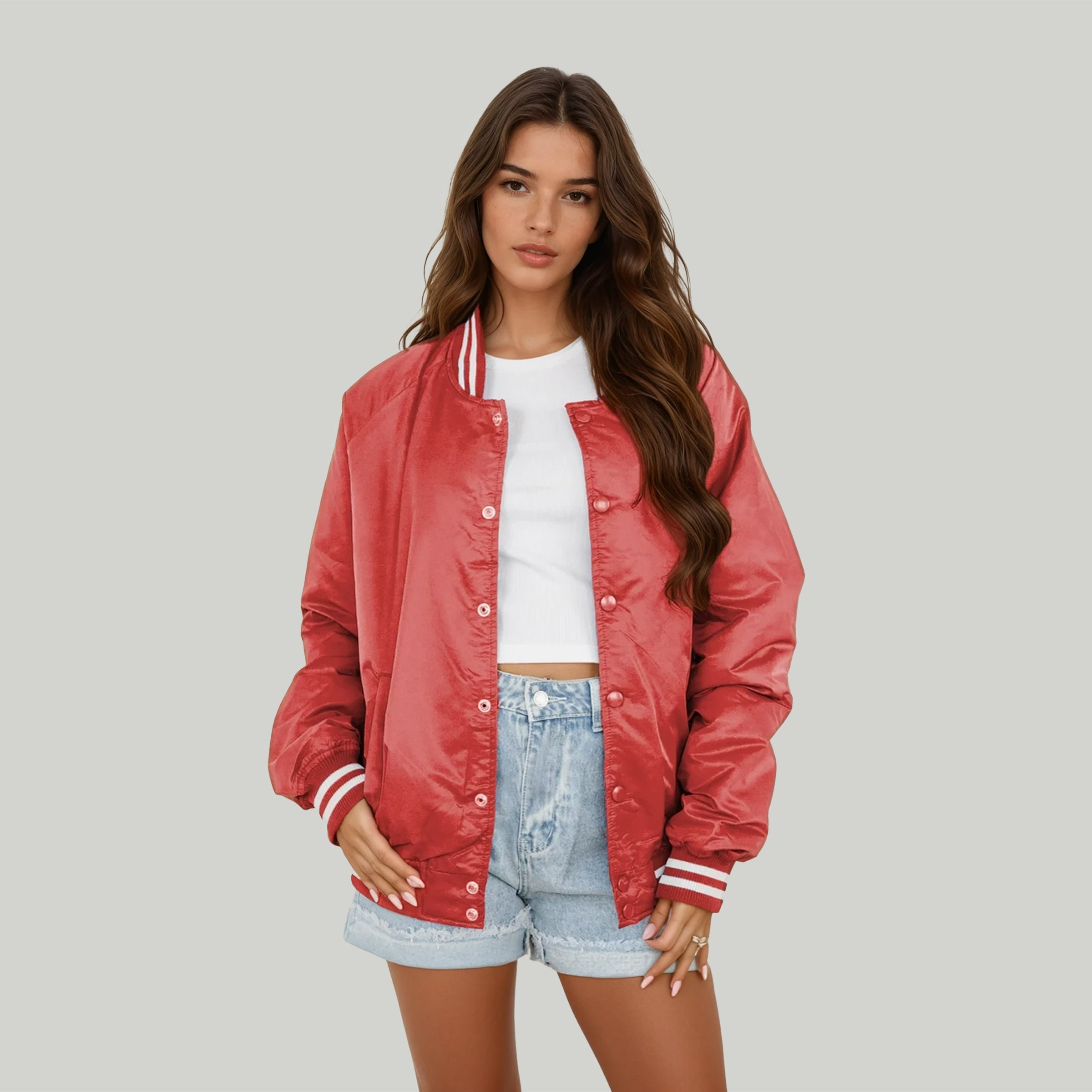 OHIO STATE BUCKEYES FIERCE FOCUS SPORT STRIPE VARSITY JACKET