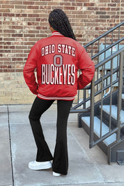 OHIO STATE BUCKEYES FIERCE FOCUS SPORT STRIPE VARSITY JACKET