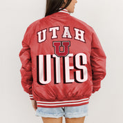 UTAH UTES FIERCE FOCUS SPORT STRIPE VARSITY JACKET