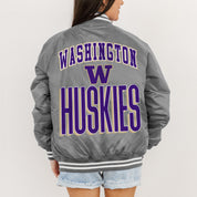 WASHINGTON HUSKIES FIERCE FOCUS SPORT STRIPE VARSITY JACKET