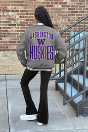 WASHINGTON HUSKIES FIERCE FOCUS SPORT STRIPE VARSITY JACKET