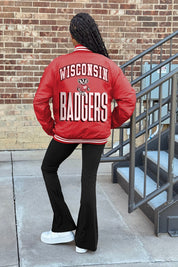 WISCONSIN BADGERS FIERCE FOCUS SPORT STRIPE VARSITY JACKET
