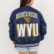 WEST VIRGINIA MOUNTAINEERS FIERCE FOCUS SPORT STRIPE VARSITY JACKET