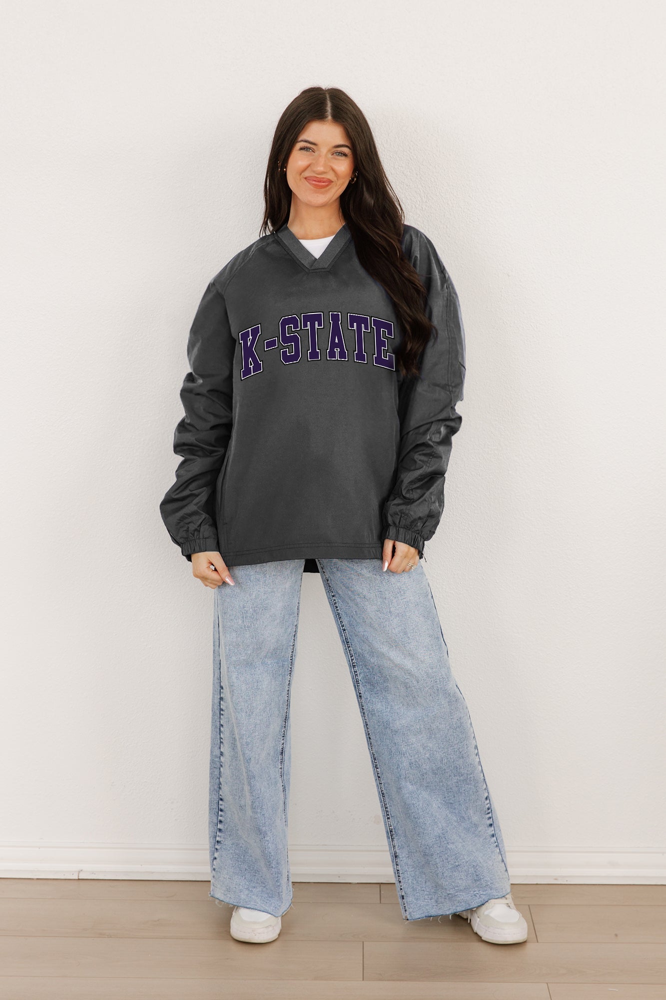 KANSAS STATE WILDCATS VICTORY BOUND CLASSIC V-NECK WIND SHIRT BY MADI PREWETT TROUTT