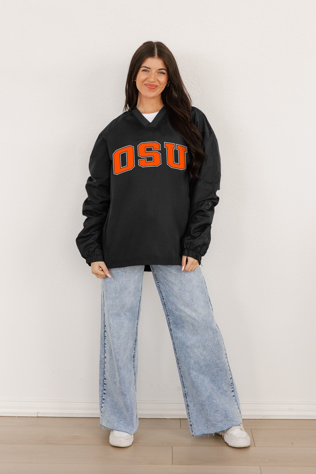 OKLAHOMA STATE COWBOYS VICTORY BOUND CLASSIC V-NECK WIND SHIRT BY MADI PREWETT TROUTT