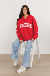 WISCONSIN BADGERS VICTORY BOUND CLASSIC V-NECK WIND SHIRT BY MADI PREWETT TROUTT