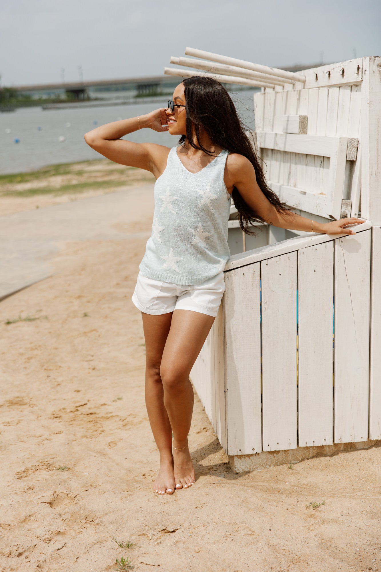 SHOWTIME STAR PRINT KNIT TANK TOP