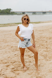 SO ICONIC RUFFLE SLEEVE TANK TOP