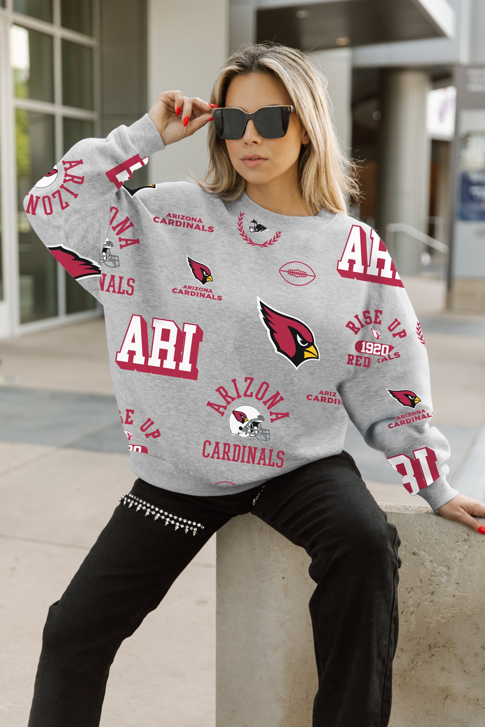 ARIZONA CARDINALS ALWAYS ON REPEAT PREMIUM FLEECE CREW SWEATSHIRT